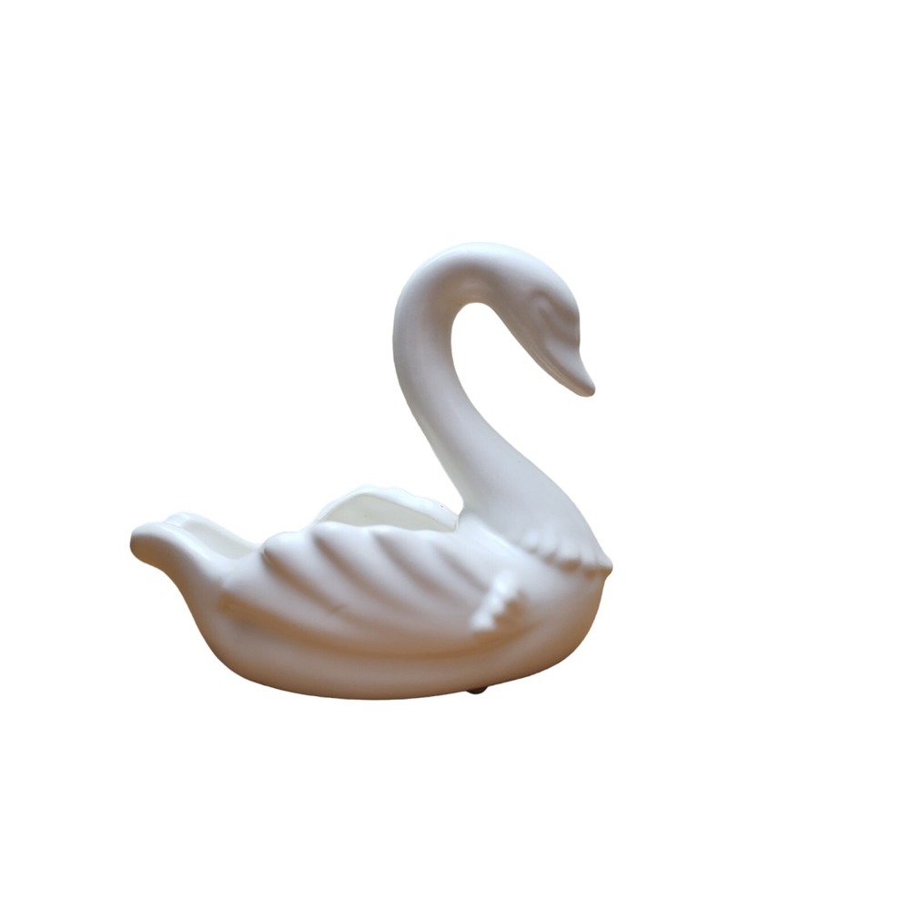 Vintage Hull Matte White Swan Pottery 815 USA Candy Nut Trinket Dish Planter